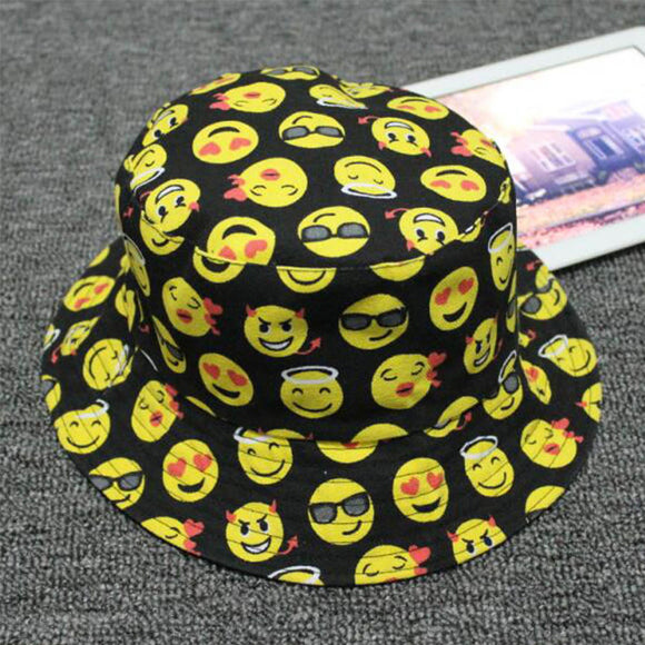 Unisex,Style,Emoji,Pringting,Casual,Fashion,Visor,Bucket