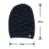 Women,Stripe,Knitted,Beanie,Velvet,Lining,Winter,Skullies