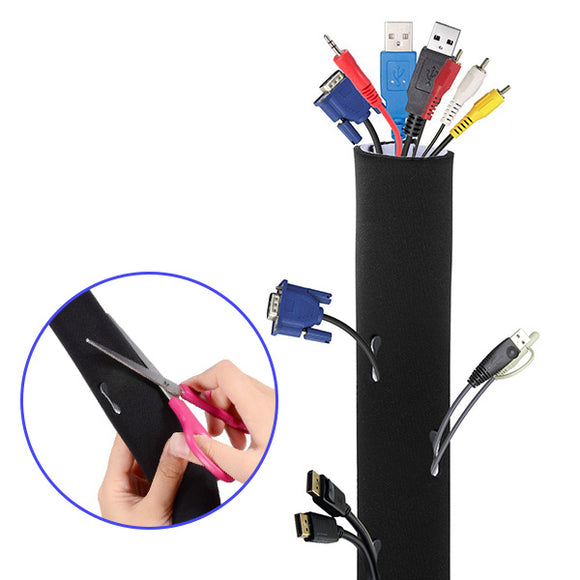 KCASA,Cable,Management,Sleeve,Black,Cable,Organizer,Flexible,Management,Cover