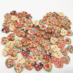 Heart,Shape,Wooden,Button,Mixed,Natural,Sewing,Children,Handmade,Clothes,Buttons