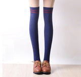 Vintage,Women,Winter,Stripes,Cotton,Socks,Extra,Thigh,Stockings