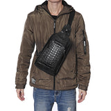 Men's,Leather,Crocodile,Pattern,Chest,Sling,Backpack,Crossbody