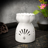 Lotus,Flower,Ceramic,Incense,Burner,Light,Holder,Fragrance,White