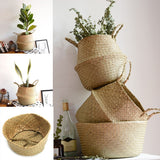 Rattan,Belly,Storage,Baskets,Laundry,Holder,Plants,Flower,Decor