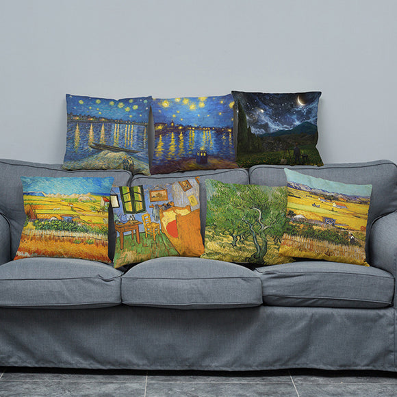Abstract,Starry,Painting,Cotton,Linen,Pillow,Waist,Cushion,Cover