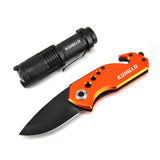 KSHIELD,Stainless,Steel,6.1in,Folding,Pocket,Knife,Flashlight,Nylon,Sheath,Outdoor,Hunting