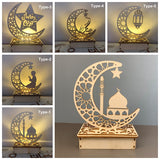 Wooden,Ramadan,Mubarak,Islam,Hanging,Pendant,Plate,String,Light