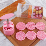 Round,Mooncake,Baking,Mould,Stamps,Fower,Baking,Tools,Decor