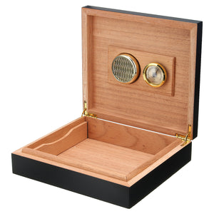 Black,Cedar,Lined,Cigar,Storage,Humidor,Humidifier,Hygrometer