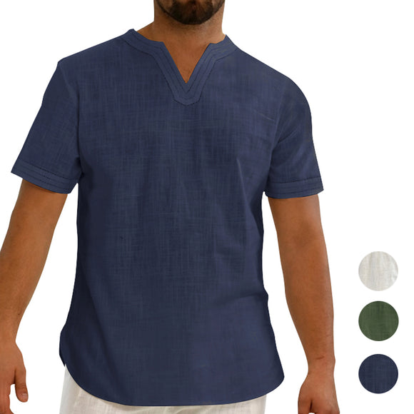 Linen,Men's,Short,Sleeve,Summer,Comfortable,Shirt,Loose,Outdoor,Hiking,Holiday