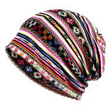 Unisex,Floral,Checkerwork,Cotton,Beanie,Circle,Scarf