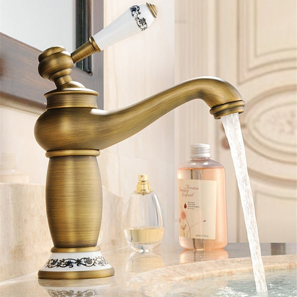 Bathroom,Faucet,Brass,Basin,Faucet,Contemporary,Single,Handle,Water,Antique,Bronze,Finish