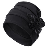 Women,Monochrome,Sequined,Flower,Headband,Turban,Cotton,Casual,Breathable