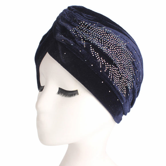 Womens,Pleuche,Skullies,Beanies,Bonnet,Autumn,Casual,Diamond,Beanies,Turban