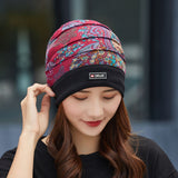 Women,Cotton,Floral,Pattern,Casual,Fashion,Breathable,Outdoor,Pleats,Turban,Beanie