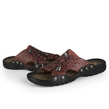Outdoor,Summer,Beach,Breathable,Crocodile,Texture,Leather,Shoes,Sandals,Slippers