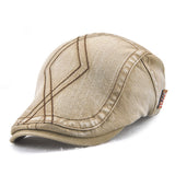 Unisex,Cotton,Washed,Striped,Beret,Duckbill,Buckle,Adjustable,Visor,Cabbie