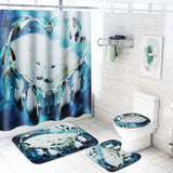 B68916,White,Dream,Catcher,Bathroom,Shower,Curtain,Toilet,Cover,Floor