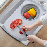 Kitchen,Telescopic,Multifunctional,Thick,Plastic,Chopping,Board,Drain,Storage,Basket