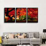 Miico,Painted,Three,Combination,Decorative,Paintings,Maple,Decoration