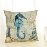 45*45cm,Creature,Pillow,Octopus,Seahorse,Conch,Print,Cushion,Cover,Linen,Throw,Pillow