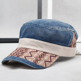 Women,Washed,Denim,Military,Outdoor,Ripple,Peaked,Visor