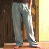 Men's,Cotton,Linen,Straight,Pants,Casual,Loose,Trouser,Elastic,Waist,Sports,Trousers,Outdoor,Fitness,Hiking