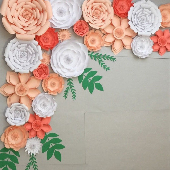 Paper,Flowers,Leaves,Backdrop,Decorations,Birthday,Party,Wedding,Favor