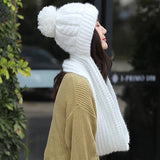 Women,Thicken,Siamese,Beanie,Scarf,Winter,Windproof,Earmuffs