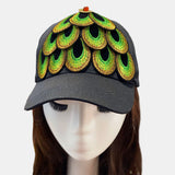Women,Embroidered,Printed,Feather,Baseball