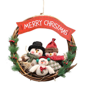 Christmas,Rattan,Wreath,Decorations,Santa,Claus,Snowman,Garland