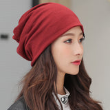 Women,Cotton,Outdoor,Winter,Fashion,Casual,Solid,Double,Beanie,Knitted