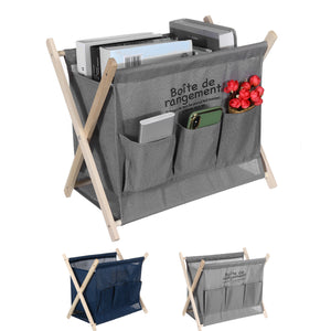 Wooden,Foldable,Large,Capacity,Desktop,Storage,Basket,Portable,Magazine,Newspaper,Pockets