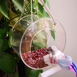 Feeder,Acrylic,Clear,Round,Parrot,Hanging