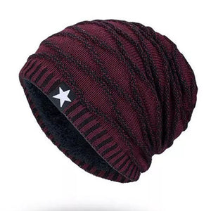 Women,Stripe,Knitted,Beanie,Velvet,Lining,Winter,Skullies