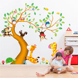 Removable,Jungle,Animals,Sticker,Monkey,Decal,Nursery,Decorations