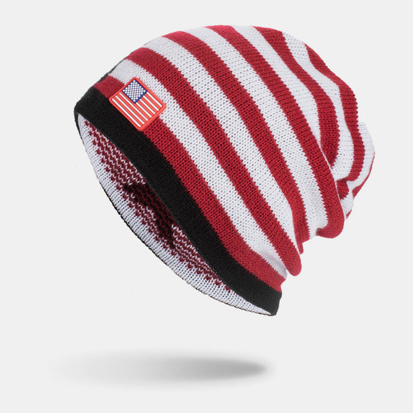 America,Stripe,Pattern,Winter,Outdoor,Daily,Woolen,Beanie