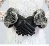 Women,Ladies,Rabbit,Artificial,Leather,Screen,Touch,Windproof,Gloves,Dacron,Linen,Mittens