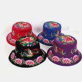 Embroidery,Ethnic,Style,Pattern,Round,Shape,Visor,Bucket,Female