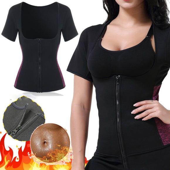 Front,Women,Sauna,Neoprene,Shaper,Sweat,Burner,Fitness,Shirts