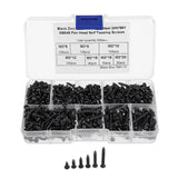 Suleve,M3CP1,500Pcs,Phillips,Screw,Black,Carbon,Steel,Tapping,Woodworking,Screws,Assortment