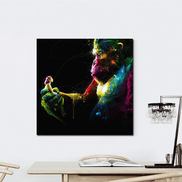 Miico,Painted,Paintings,Abstract,Colorful,Gorilla,Decoration,Paintings