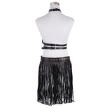 Women,Short,Fringe,Black,Polyester,Belts,Rivet,Short,Tassels,Buckle