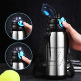 800ML,Sports,Stainless,Steel,Water,Bottle,Strap,Insulated,Thermal,Vacuum,Flask