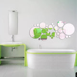 Honana,28Pcs,Silver,Circle,Mirror,Stickers,Bedroom,Office,Decor