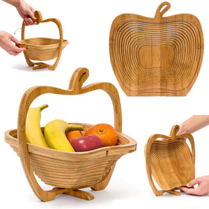 Collapsible,Apple,Shaped,Bamboo,Basket,Kitchen,Fruit,Storage,Centerpiece,Decorations