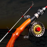 ZANLURE,Sections,Wooden,Handle,Fishing,Metal,Fishing,Wheel,Spinning,Short,Fishing,Tackle