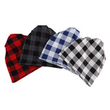 Women,Cotton,Plaid,Slouchy,Beanie,Scarf,Outdoor,Print,Double,Layers,Turban