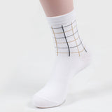 Pairs,Plaid,Combed,Cotton,Breathable,Athletic,Socks