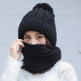 Women,Thicken,Siamese,Beanie,Scarf,Winter,Windproof,Earmuffs